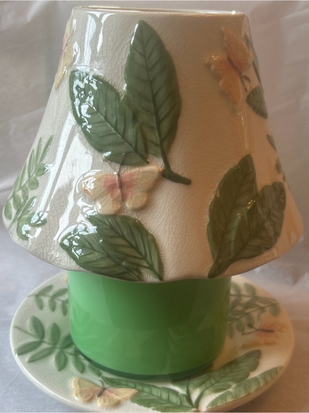 Yankee Candle Island Butterfly Large Jar Shade and Plate Set Large Retired